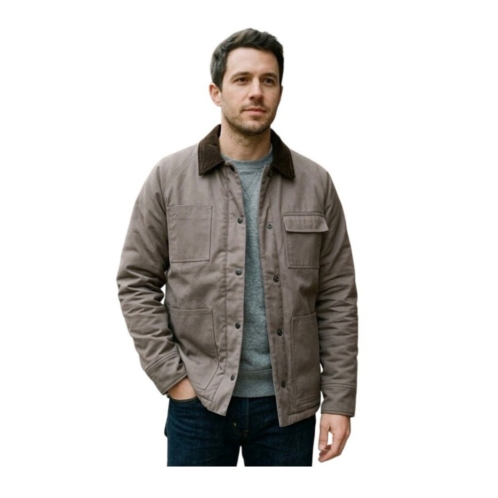 Mountain and Isles Fine Corduroy Quilted Lined Barn Coat Gray Black M